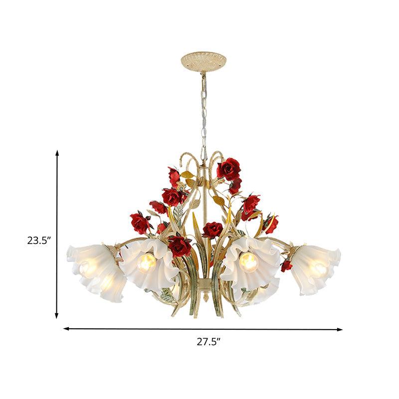 Beige 3/6/8 Lights Hanging Chandelier Metal Flower Pendant - Rebooters