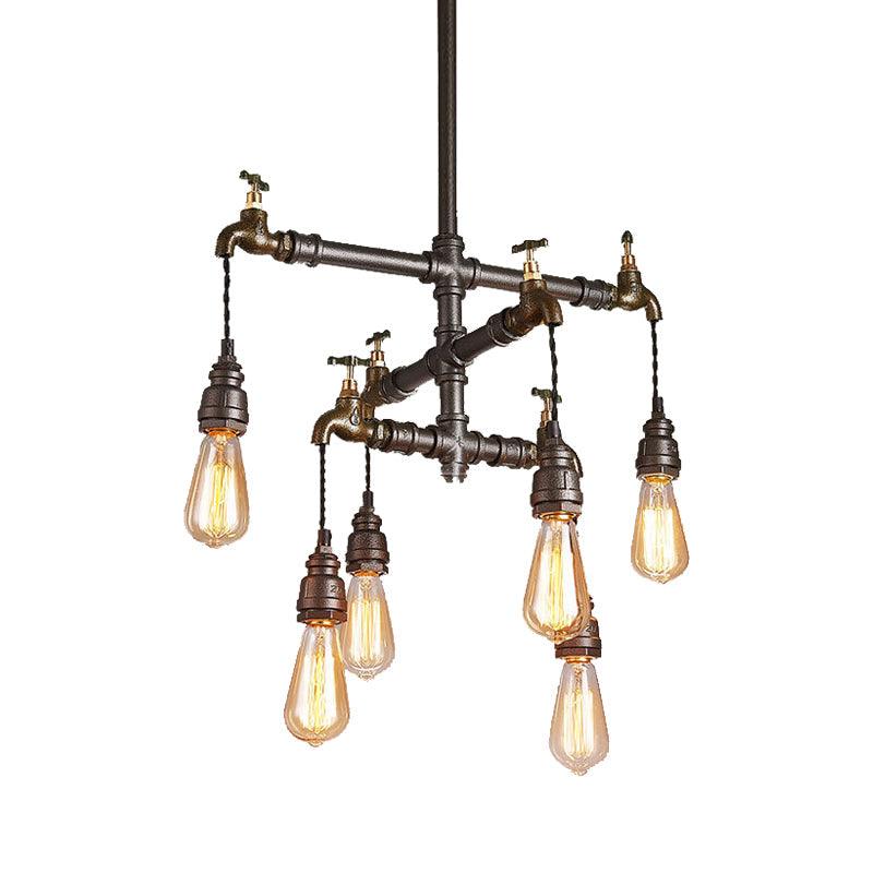 Black 2/4/6 Lights Chandelier Light Fixture Vintage Style - Rebooters