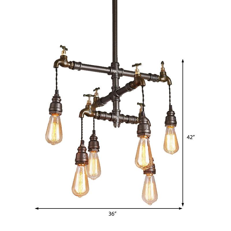 Black 2/4/6 Lights Chandelier Light Fixture Vintage Style - Rebooters