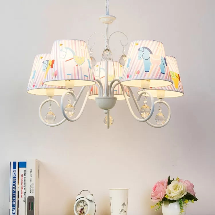 Cartoon Pony Hanging Light 5-Light White Chandelier - Rebooters