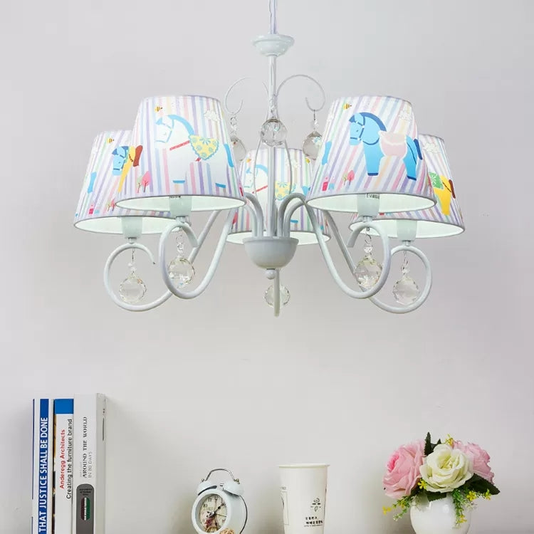 Cartoon Pony Hanging Light 5-Light White Chandelier - Rebooters