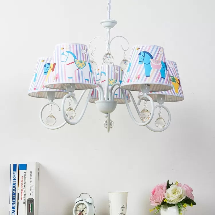 Cartoon Pony Hanging Light 5-Light White Chandelier - Rebooters