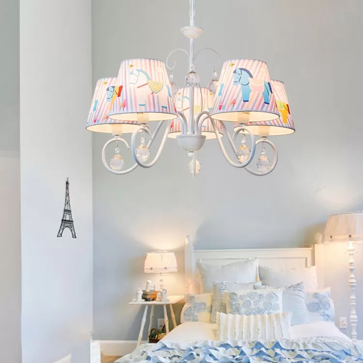 Cartoon Pony Hanging Light 5-Light White Chandelier - Rebooters