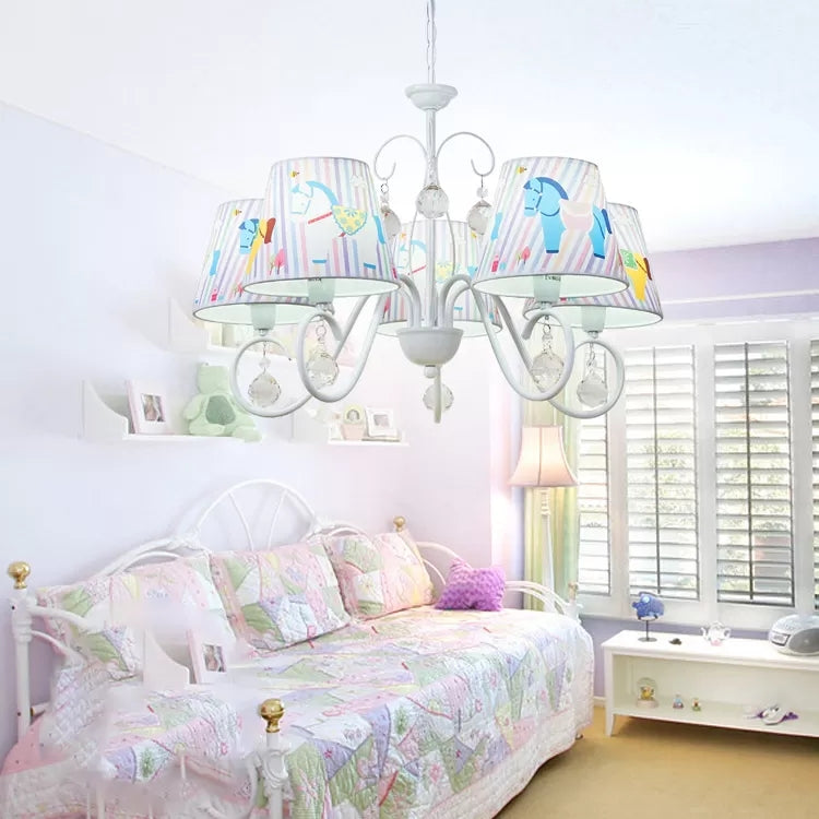 Cartoon Pony Hanging Light 5-Light White Chandelier - Rebooters