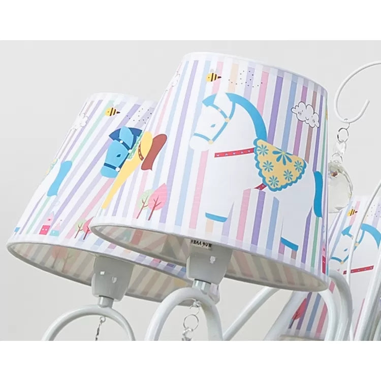 Cartoon Pony Hanging Light 5-Light White Chandelier - Rebooters