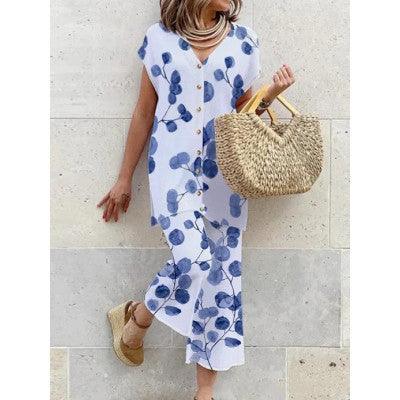 Heidi Women's Long Dress with Botanical Print Rebooters Maxi Women's Dresses