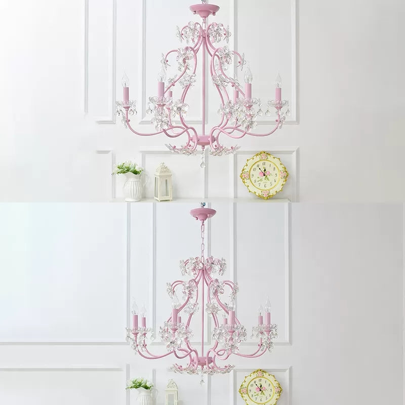 Candle Shape Chandelier with Clear Crystal Kids Metal Light - Rebooters