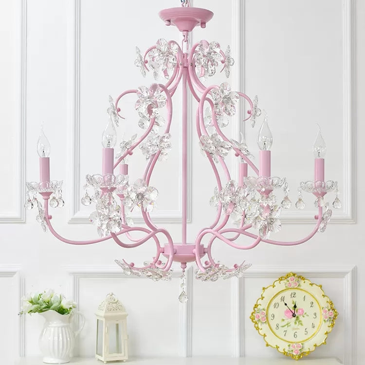 Candle Shape Chandelier with Clear Crystal Kids Metal Light - Rebooters