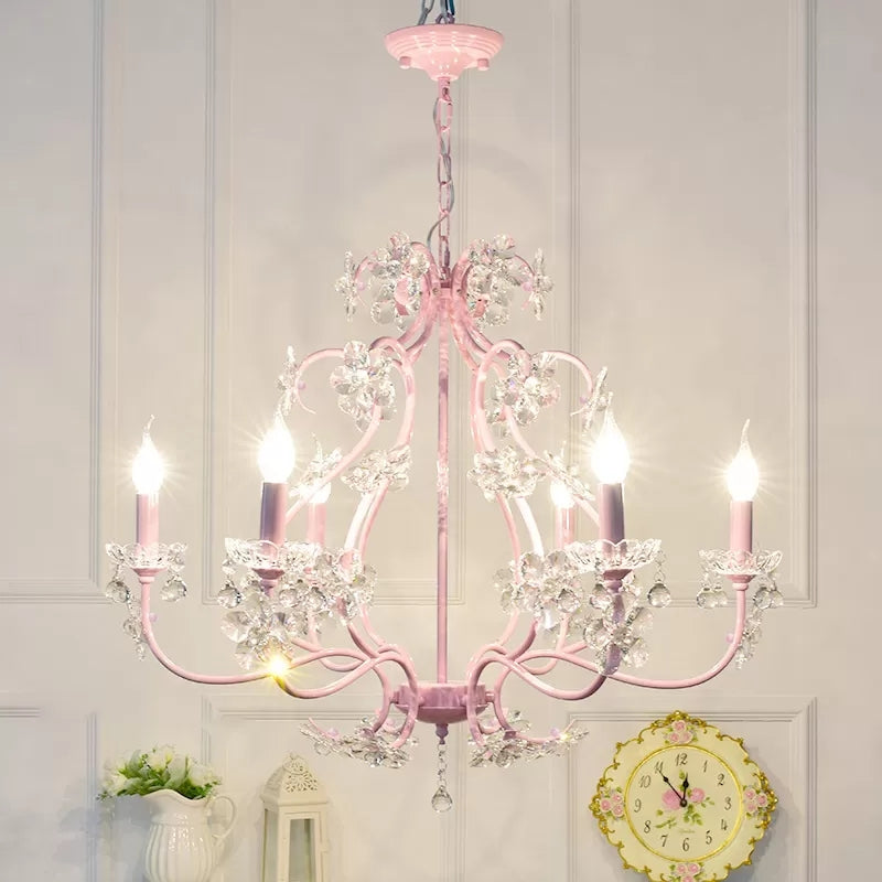 Candle Shape Chandelier with Clear Crystal Kids Metal Light - Rebooters