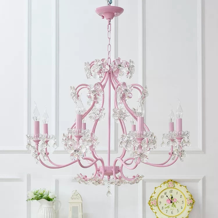 Candle Shape Chandelier with Clear Crystal Kids Metal Light - Rebooters