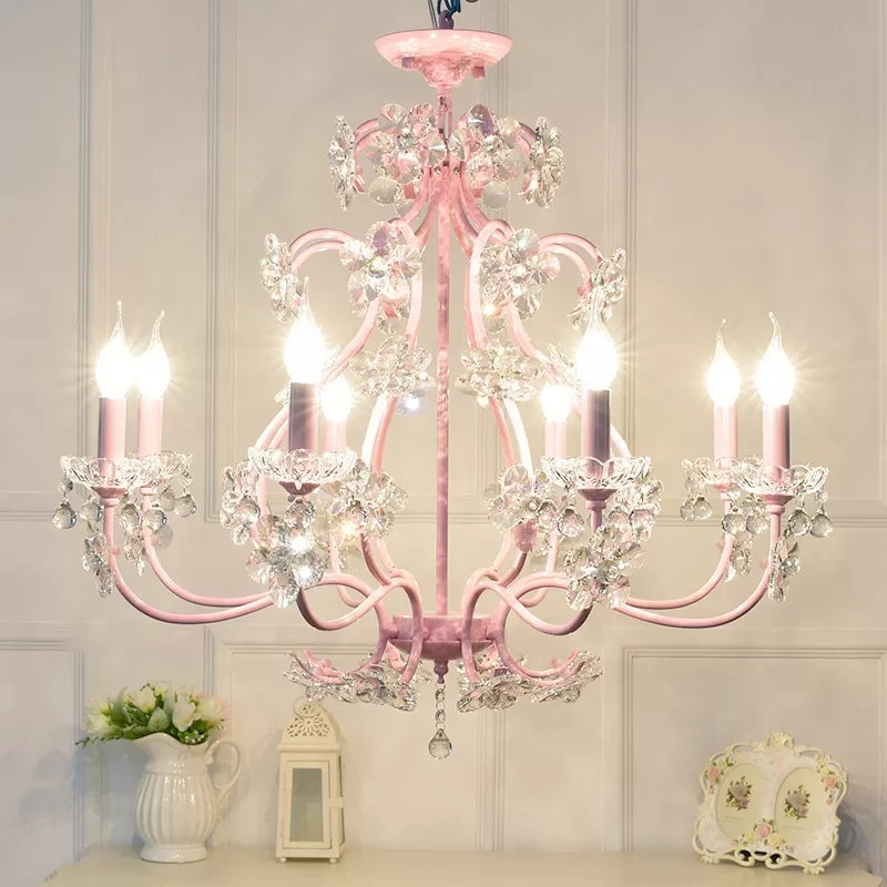 Candle Shape Chandelier with Clear Crystal Kids Metal Light - Rebooters