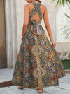 Nathalie Women's Long Paisley-Print Dress with Open Crossed Back - Rebooters -Women's Dresses