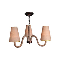 Beige 3/5/8 Heads Ceiling Chandelier Antiqued Rope Light Fixture - Rebooters