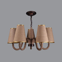 Beige 3/5/8 Heads Ceiling Chandelier Antiqued Rope Light Fixture - Rebooters