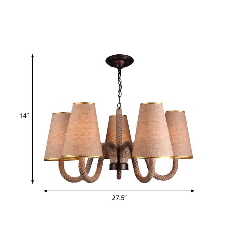 Beige 3/5/8 Heads Ceiling Chandelier Antiqued Rope Light Fixture - Rebooters