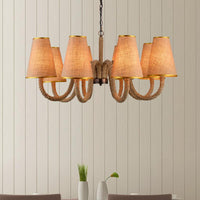 Beige 3/5/8 Heads Ceiling Chandelier Antiqued Rope Light Fixture - Rebooters