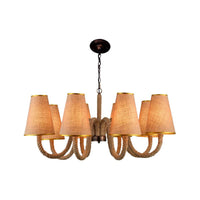 Beige 3/5/8 Heads Ceiling Chandelier Antiqued Rope Light Fixture - Rebooters