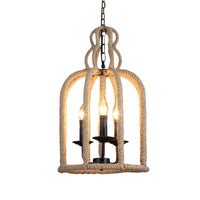 Beige 3 Heads Chandelier Light Industrial Rope Pendant Lamp - Rebooters