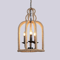 Beige 3 Heads Chandelier Light Industrial Rope Pendant Lamp - Rebooters