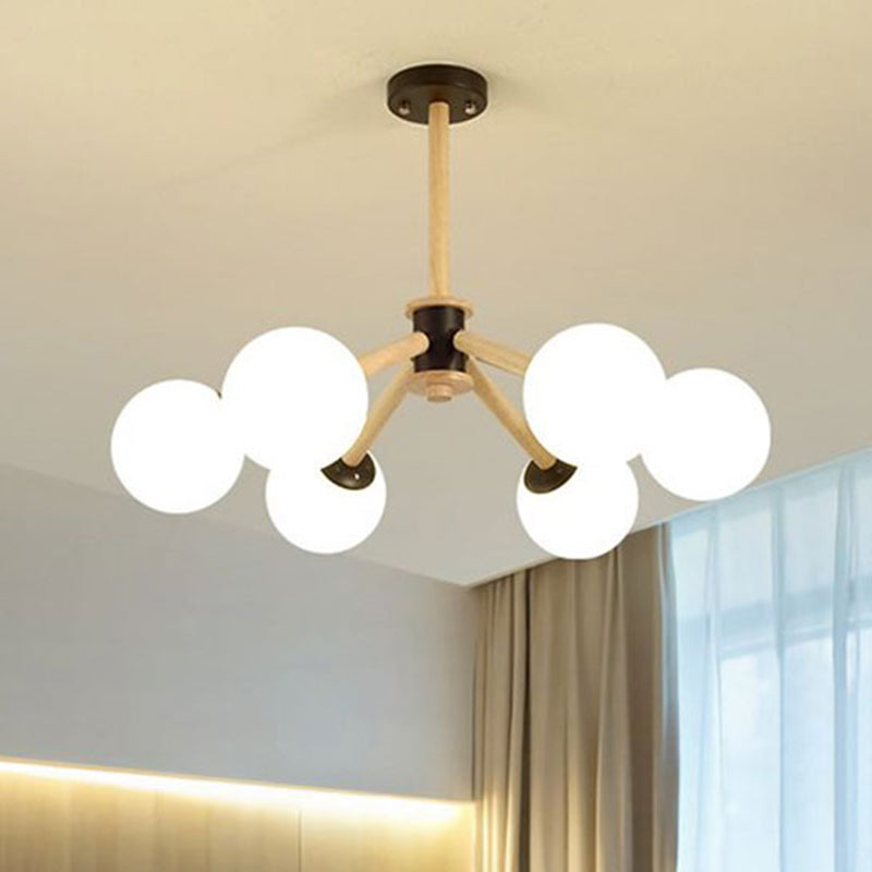 White Glass Grape Ceiling Chandelier 6 Lights Modern Light - Rebooters