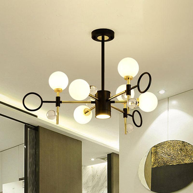 6/8 Light Hanging Chandelier Modern Nordic Style Black Pendant Light - Rebooters