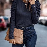 Women's Casual Puff Sleeve Long Sleeve Blouse for All Occasions Rebooters Womens Shirts