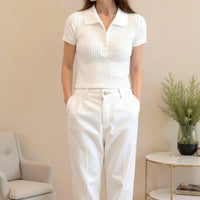 Women's Ribbed Knit Short Sleeve Polo Shirt for Stylish Comfort Rebooters Womens Shirts