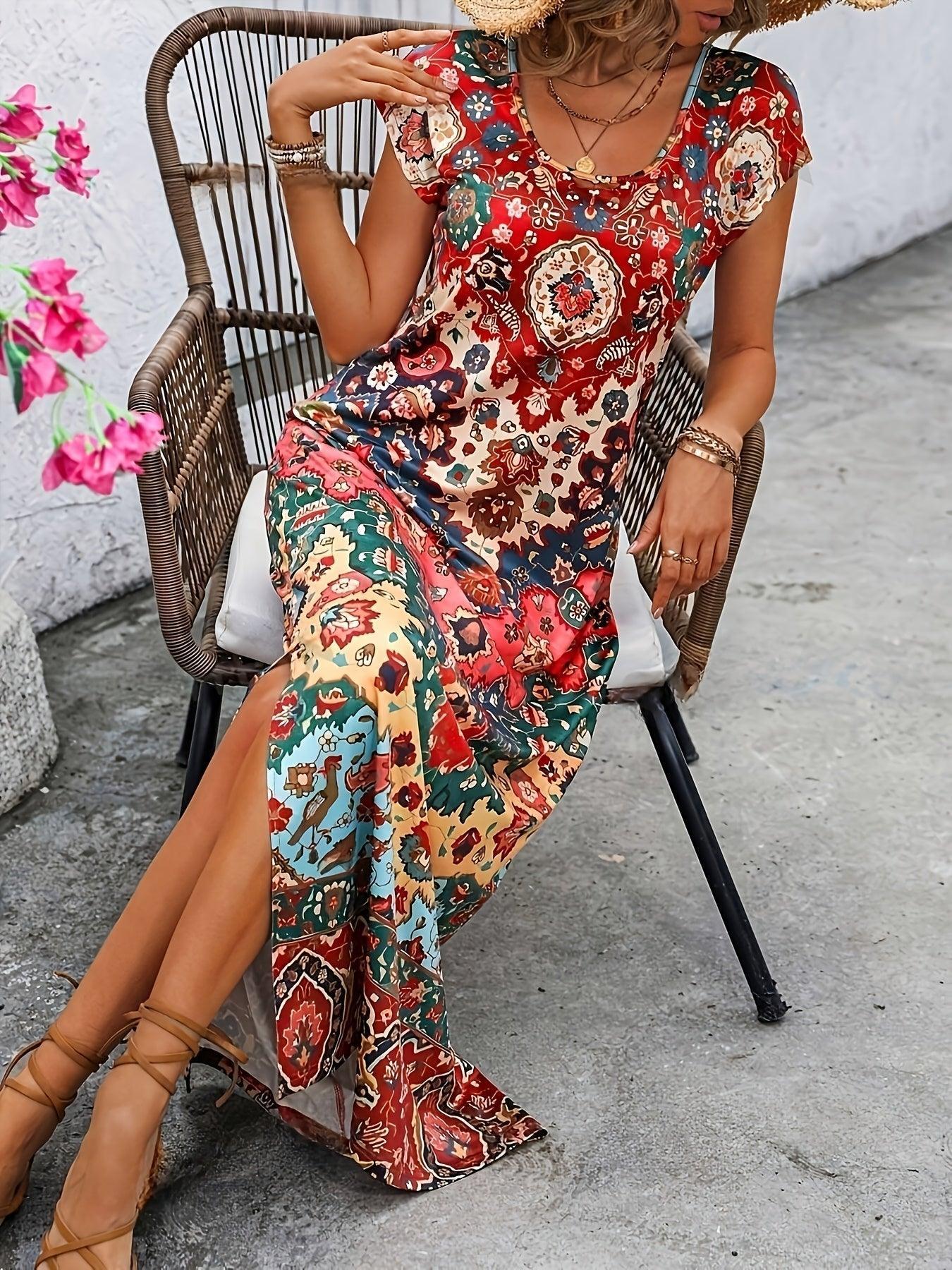Kimora Bohemian Patchwork Women's Maxi Dress for Effortless Style - Rebooters -Women's Dresses