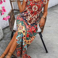 Meredith Bohemian Patchwork Women's Maxi Dress with Side Slit - Rebooters -Women's Dresses