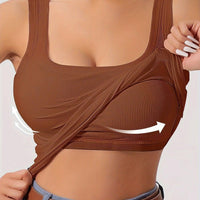 Ribbed Crop Tank Top With Built-In Support For Women Rebooters Womens Shirts