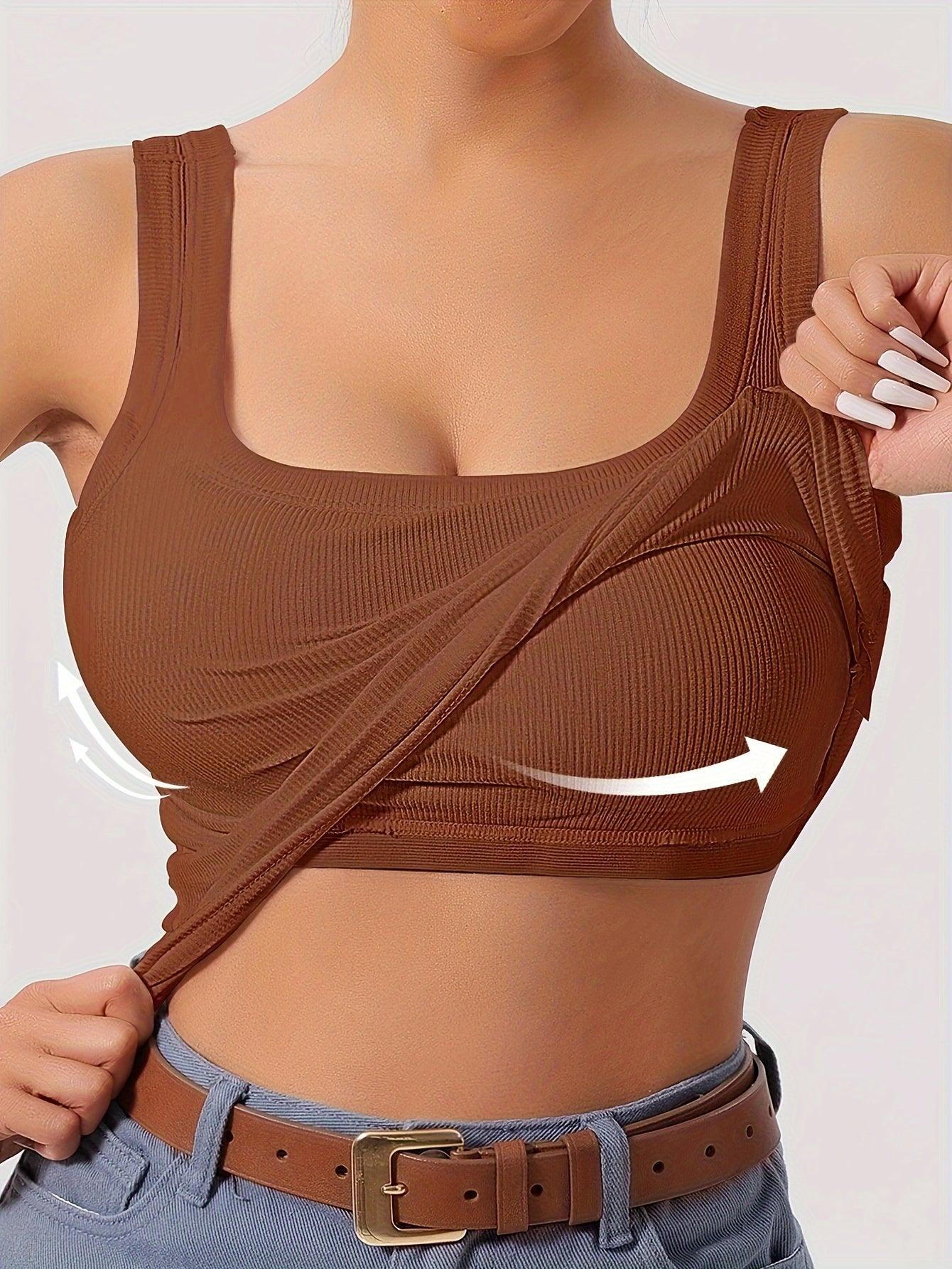 Ribbed Crop Tank Top With Built-In Support For Women Rebooters Womens Shirts