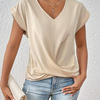 V-Neck Blouse With Draped Front Design For Women Rebooters Womens Shirts