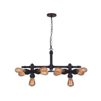 10 Bulbs Iron Ceiling Chandelier Vintage Black Pipe Light - Rebooters