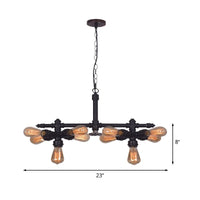 10 Bulbs Iron Ceiling Chandelier Vintage Black Pipe Light - Rebooters