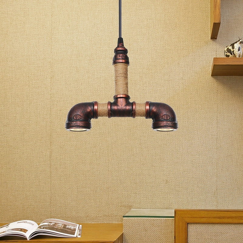 Pipe Corridor Hanging Chandelier Industrial Iron 2 Lights - Rebooters