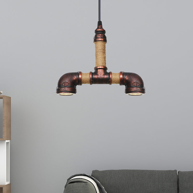 Pipe Corridor Hanging Chandelier Industrial Iron 2 Lights - Rebooters