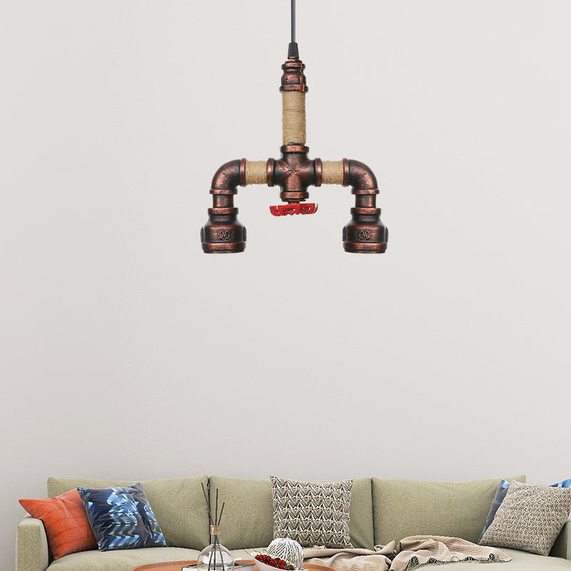 Pipe Corridor Hanging Chandelier Industrial Iron 2 Lights - Rebooters