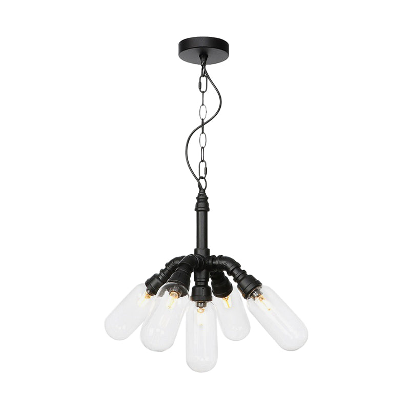 Black Piping Chandelier Lighting Industrial Iron Pendant Lamp - Rebooters