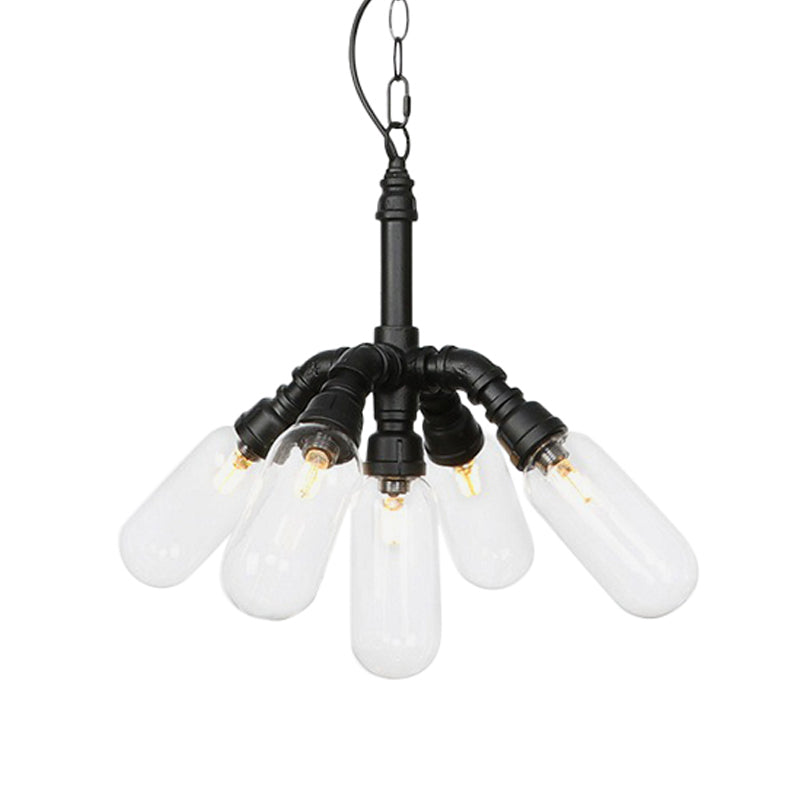 Black Piping Chandelier Lighting Industrial Iron Pendant Lamp - Rebooters