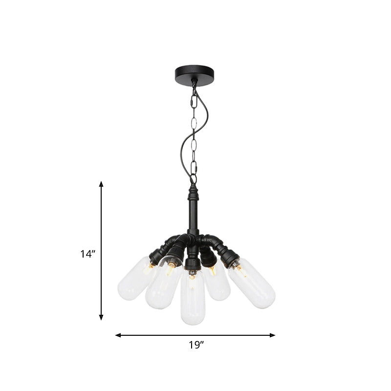 Black Piping Chandelier Lighting Industrial Iron Pendant Lamp - Rebooters