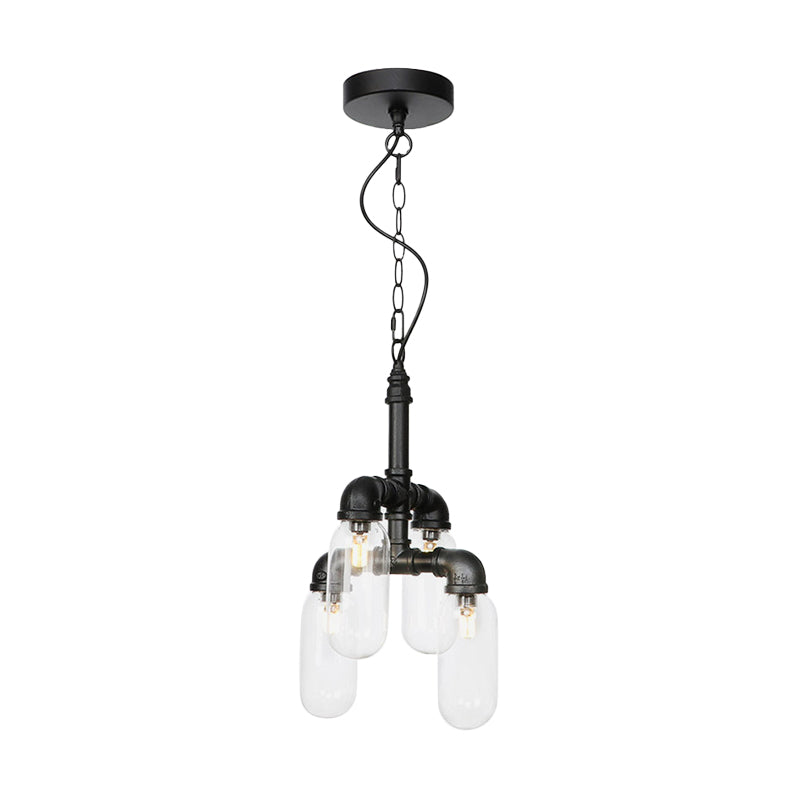 Black Piping Chandelier Lighting Industrial Iron Pendant Lamp - Rebooters