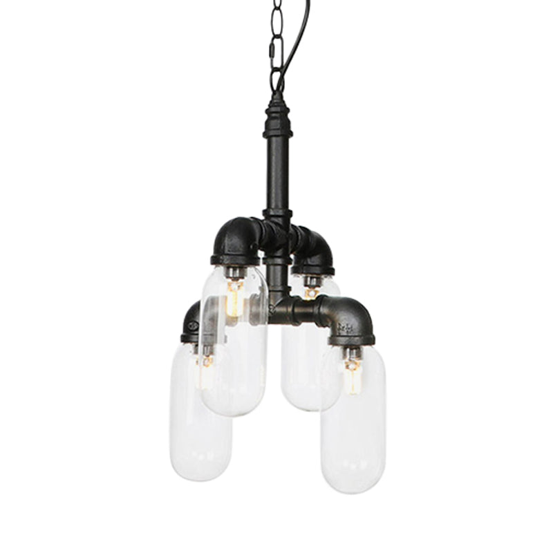 Black Piping Chandelier Lighting Industrial Iron Pendant Lamp - Rebooters