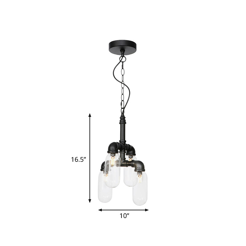 Black Piping Chandelier Lighting Industrial Iron Pendant Lamp - Rebooters