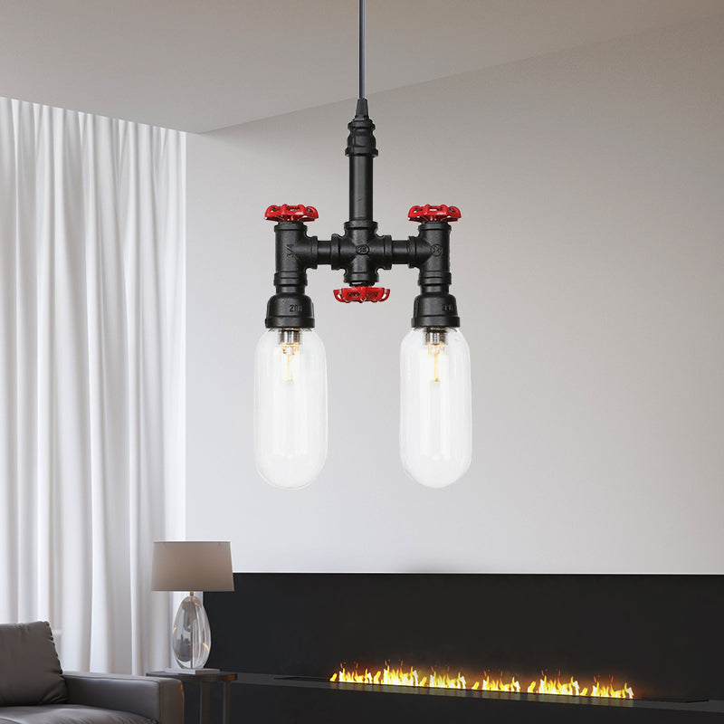 Black Piping Chandelier Lighting Industrial Iron Pendant Lamp - Rebooters