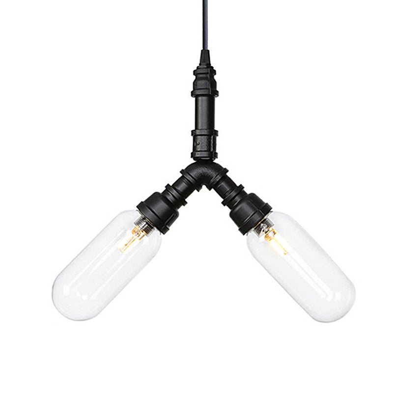 Vintage Water Pipe Chandelier Pendant Light Black LED Lamp - Rebooters