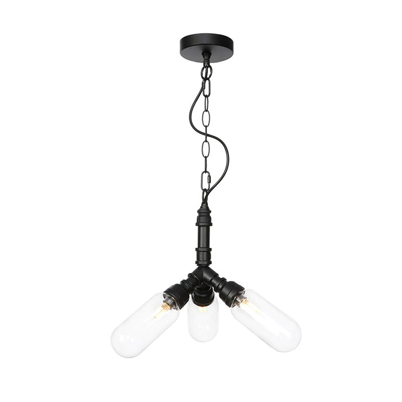 Vintage Water Pipe Chandelier Pendant Light Black LED Lamp - Rebooters