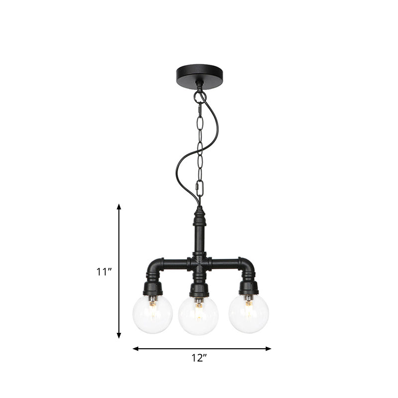 Metallic Black Hanging Lighting Piping 3/4 Heads LED Chandelier - Rebooters