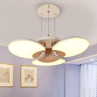 3 Lights Living Room Chandelier with Flower Shade Modern White Ceiling Pendant Light - Rebooters