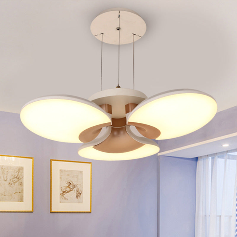 3 Lights Living Room Chandelier with Flower Shade Modern White Ceiling Pendant Light - Rebooters