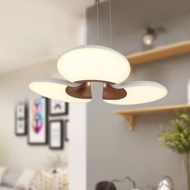 3 Lights Living Room Chandelier with Flower Shade Modern White Ceiling Pendant Light - Rebooters